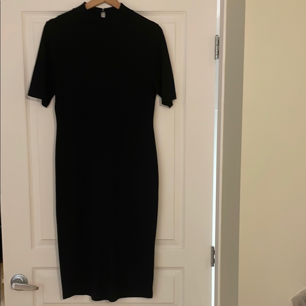 NWOT Reitmans Black Sheath Midi Dress with Mock Neck